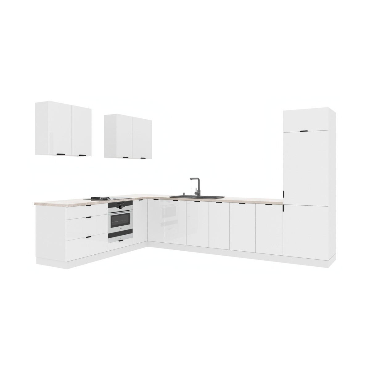 ECKKÜCHE – 340 cm – KU-S61 – Lunara – Weiß Hochglanz – ohne E-Geräte - Weiß Hochglanz, Holzwerkstoff (340/203/56cm) - hi-markt