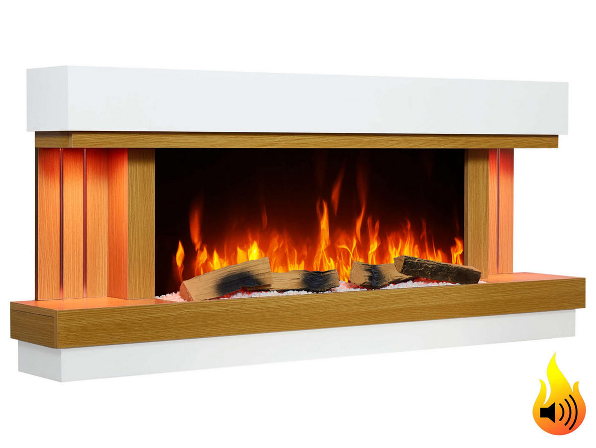 ELEKTROKAMIN Sogne AF52 – 3D-Flammeneffekt, Heizfunktion, WLAN - Weiß, Glas/Holzwerkstoff (132/58/21cm) - ArtiFlame