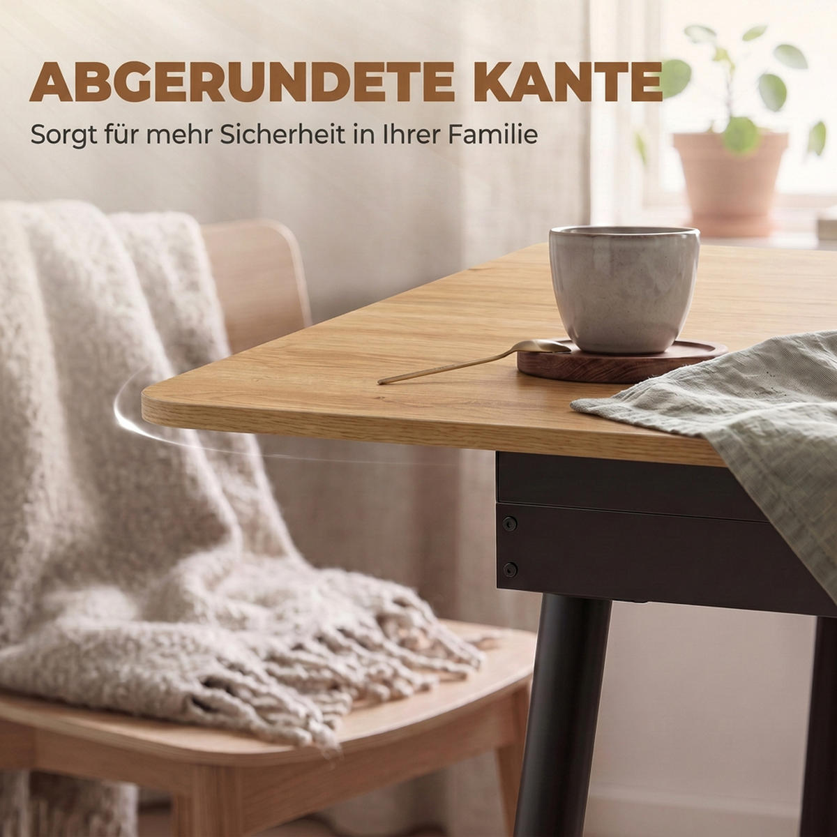AUSZIEHBARER-ESSTISCH MDF Metall Eiche - Eichefarben/Schwarz, Holzwerkstoff/Metall (160/85/75cm) - HOMCOM