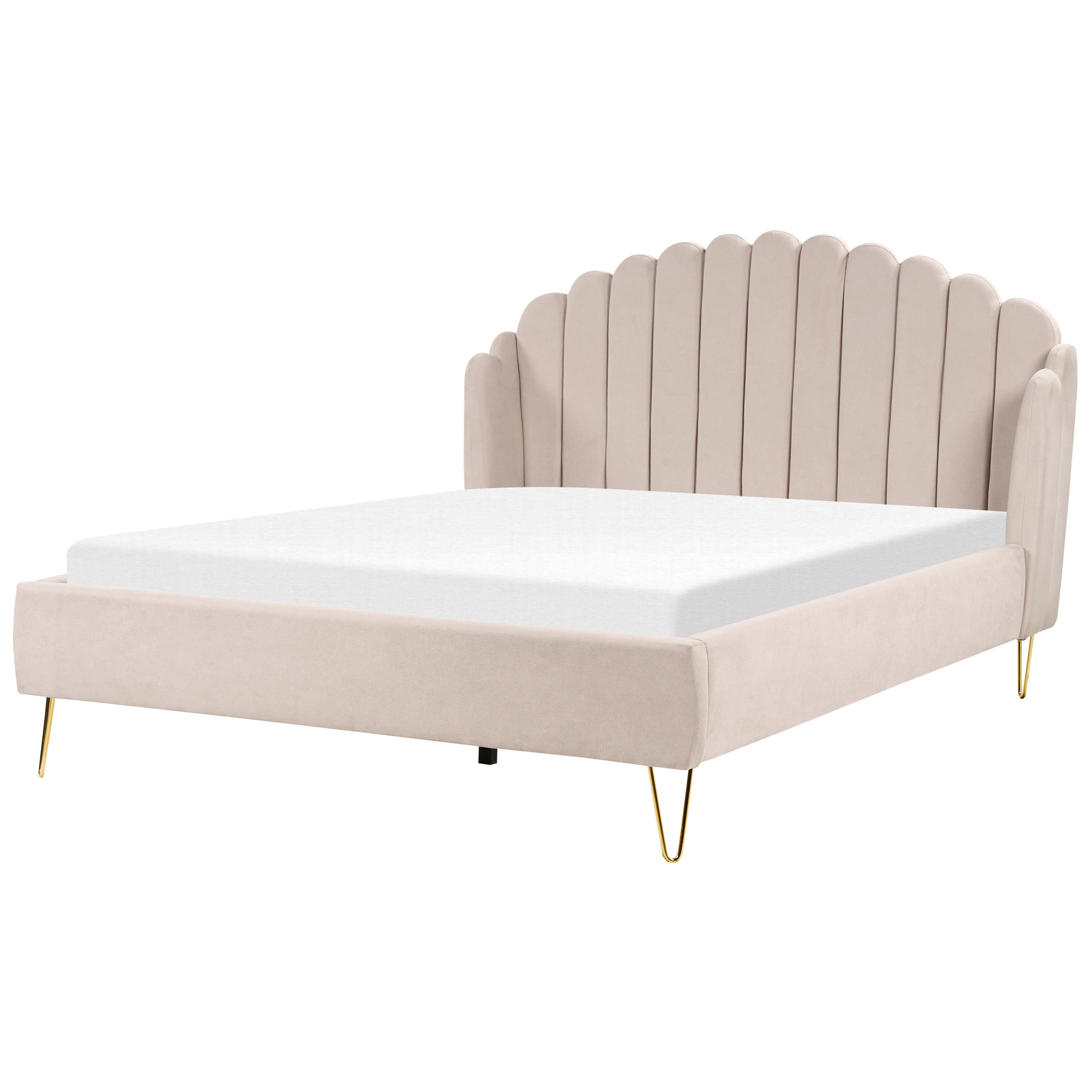 POLSTERBETT 180/200cm Helles Beige Ambillou - Beige, Textil (180/200cm) - Beliani