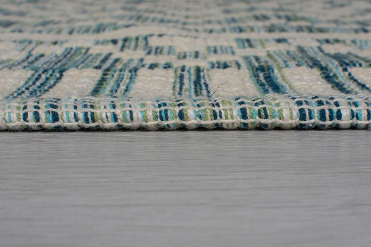 LÄUFER Ethno-Muster, handgewebt, elfenbein-türkis LEELA - Beige, Textil (60/200cm) - KADIMA DESIGN