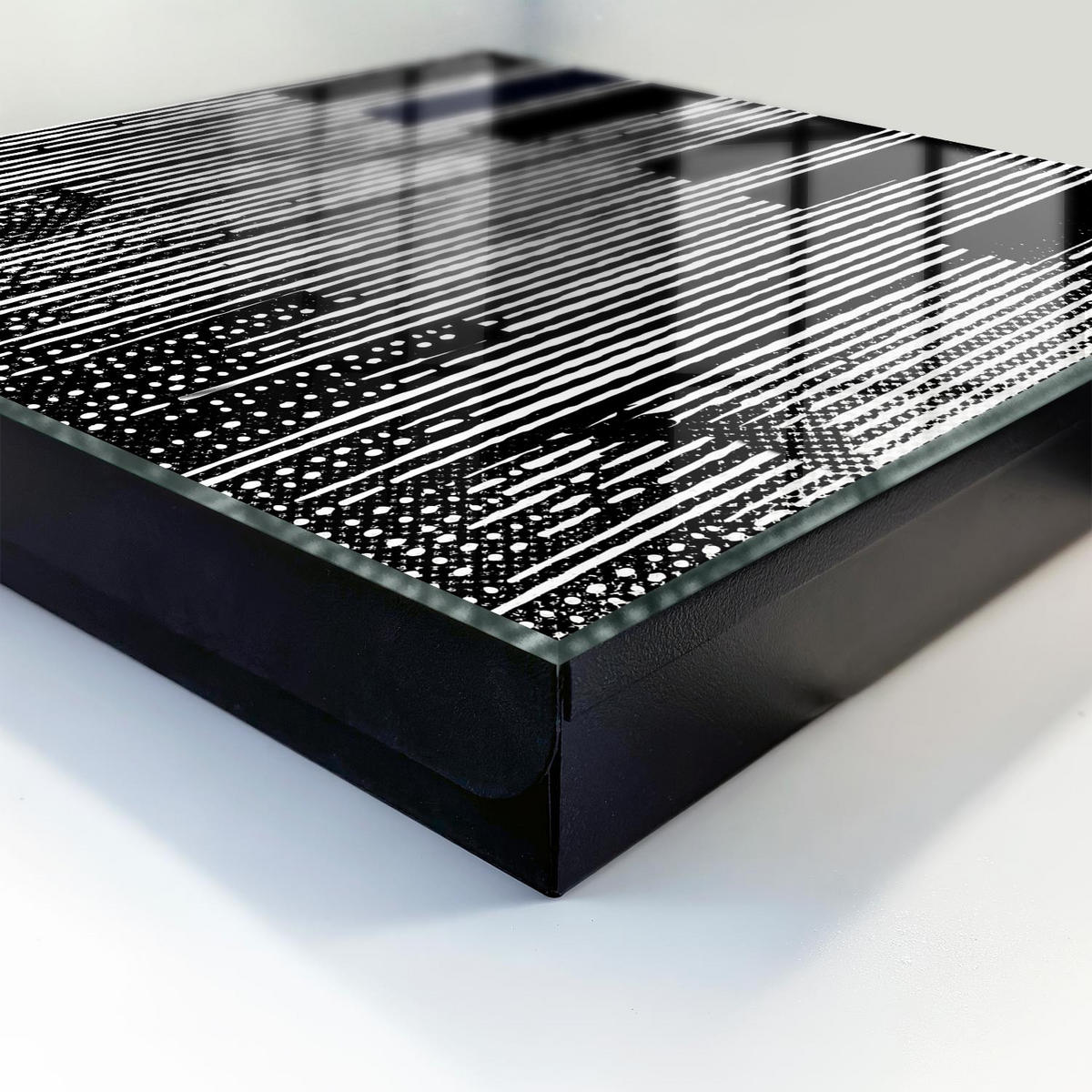 SCHLÜSSELBOX Schwarz 30x30 cm- Türöffnung nach rechts - Geometrische Linien - Multicolor, Metall (30/30/5cm) - TULUP