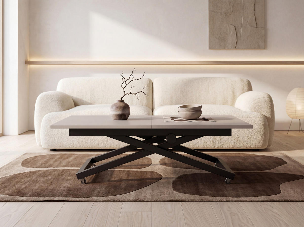COUCHTISCH Axen höhenverstellbar ausziehbar, Kaschmir 120-160/80/38-75 cm - Kaschmir/Beige, Holzwerkstoff/Metall (80/160/75cm) - WFL GROUP