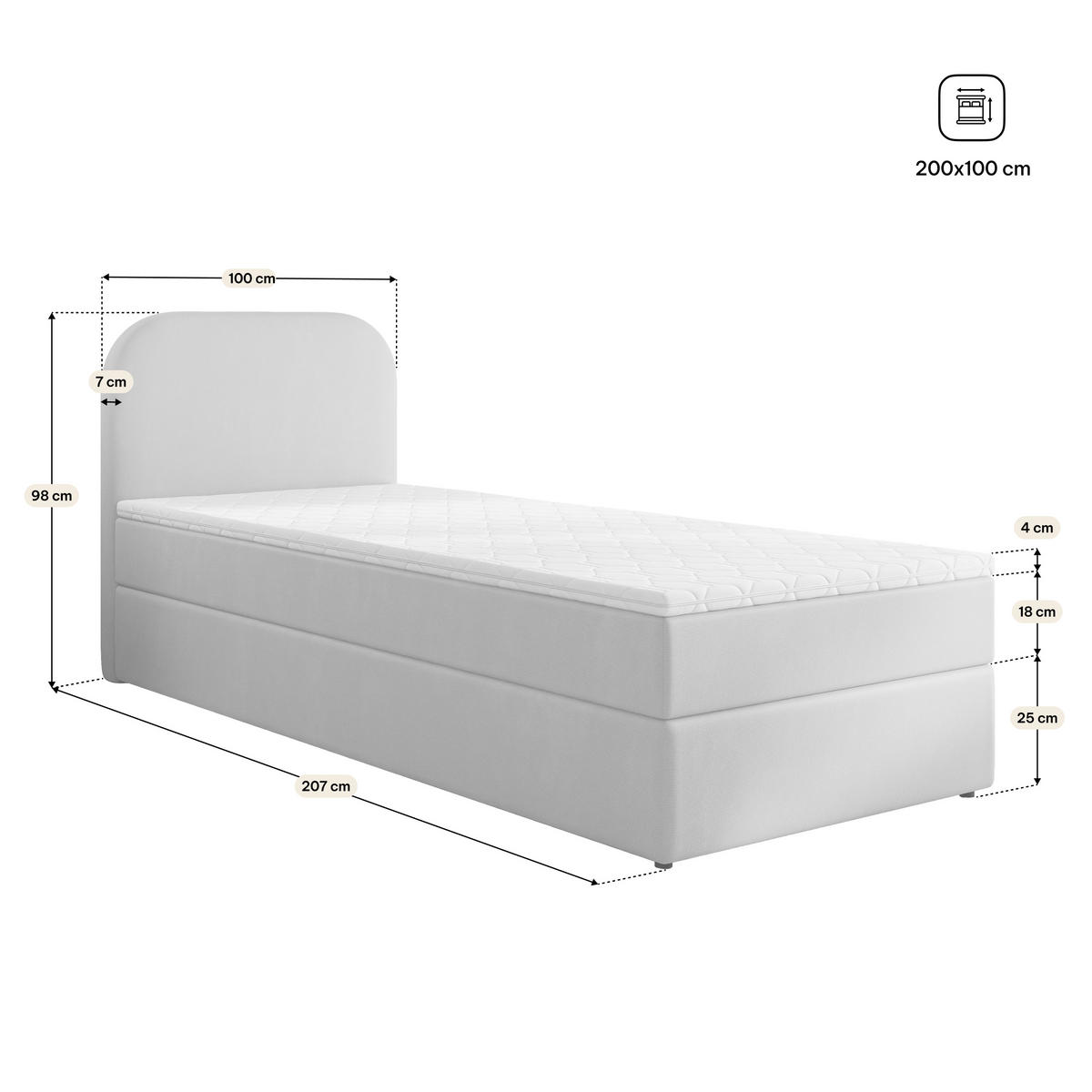 BOXBETT CERIA 100x200 cm mit Matratze und Topper - Rosa - Rosa, Holz/Textil (100/200cm) - MASSENO