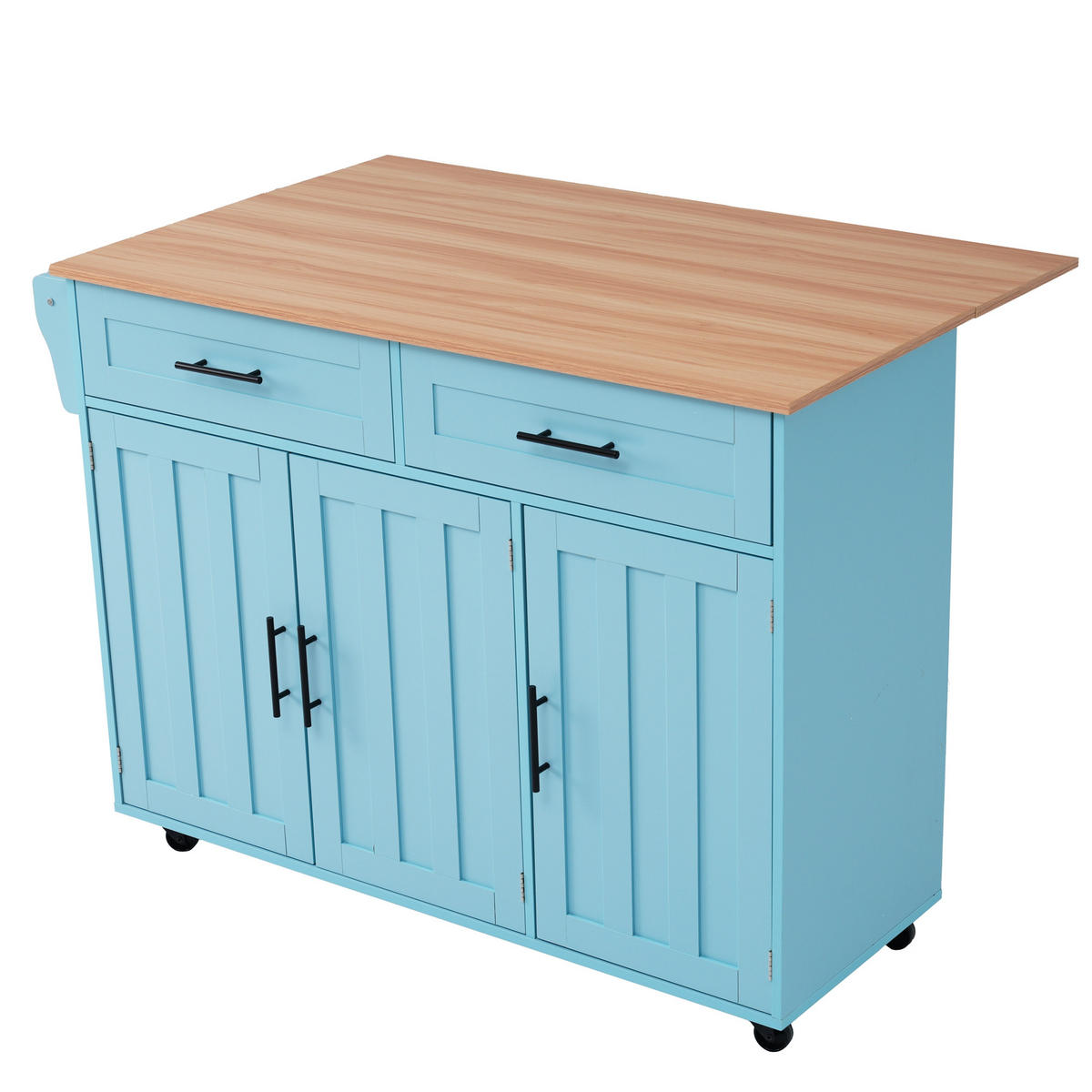 KÜCHENINSEL 129/46/91,5 cm blau aus MDF mit klappbarer Arbeitsplatte - Blau, Holzwerkstoff (120/91.5/46cm) - OKWISH