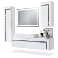 BADMÖBELSET Aloha Absetzungen in Grau Hochglanz - Grau, Holzwerkstoff (210/185/51cm) - Vladon
