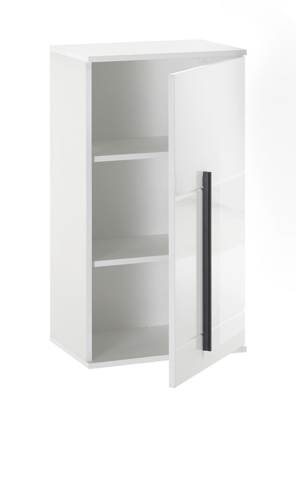 BAD-HÄNGESCHRANK weiß Hochglanz, Badschrank hängend, 45 x 85 cm - Weiß Hochglanz/Schwarz, Holzwerkstoff/Kunststoff (45/85/30cm) - Furn.Design