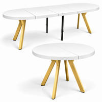 ESSTISCH rund ausziehbar 110/310/76 cm, Weiß, 54 cm Tischplatte + Y Metallgestell Gold - Goldfarben/Weiß, Holzwerkstoff/Metall (110/310/76cm) - Damale Möbel