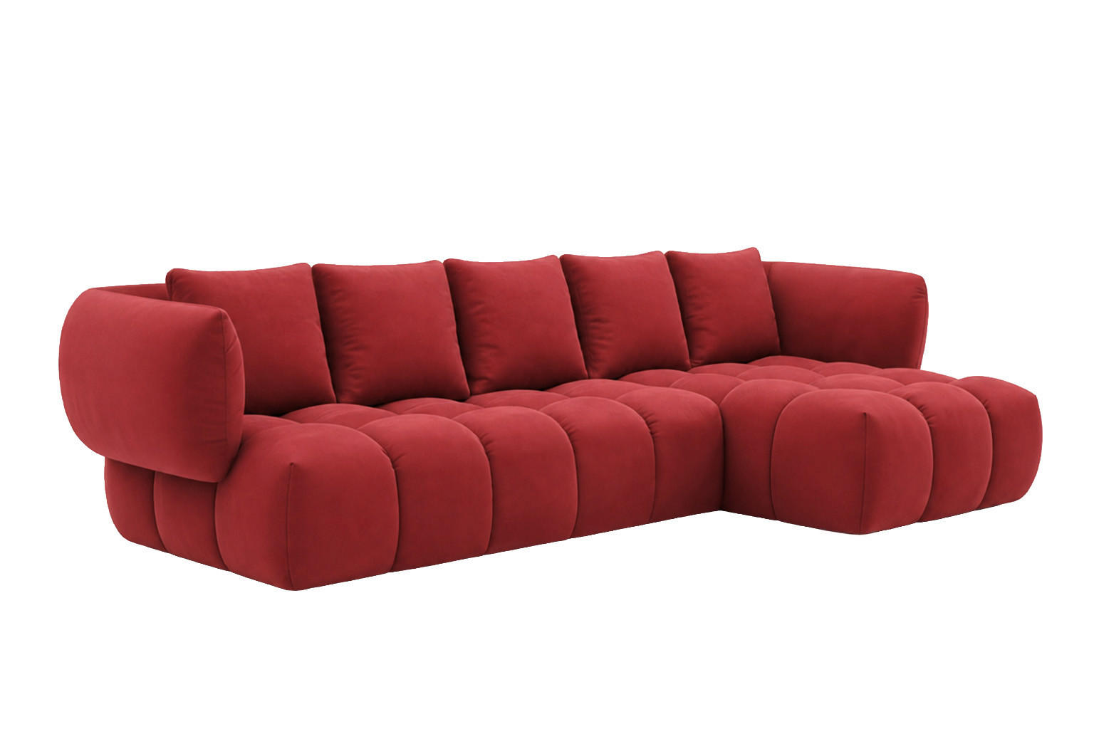 ECKSOFA L-Form, Veloursstoff Bluvel, Rotwein, Rechts, SEVIO L - Weinrot, Holz (242/175cm) - Kaiser Möbel
