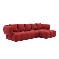 ECKSOFA L-Form, Veloursstoff Bluvel, Rotwein, Rechts, SEVIO L - Weinrot, Holz (242/175cm) - Kaiser Möbel