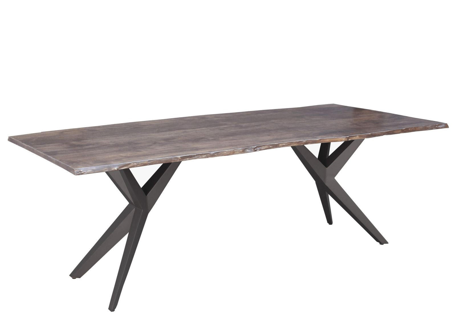 BAUMTISCH Akazie 140x90x76 grau lackiert Beine anthrazit matt FREEFORM 4 #19 - Grau, Holz (90/140/76cm) - Massivmoebel24