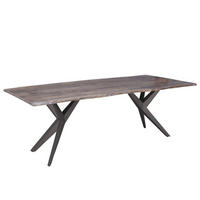 BAUMTISCH Akazie 140x90x76 grau lackiert Beine anthrazit matt FREEFORM 4 #19 - Grau, Holz (90/140/76cm) - Massivmoebel24