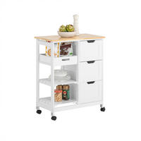 SERVIERWAGEN mit Rollen, Weiß, 68x85x38cm, bis 50kg - Weiß, Holzwerkstoff (68/85/38cm) - SoBuy