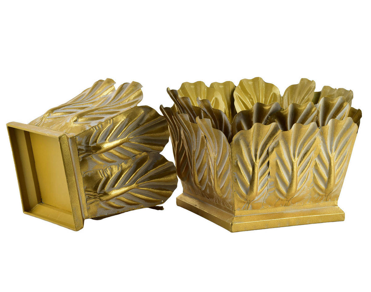 BLUMENTOPF Marina 2er Set Gold 32/32/20 cm Metall - Goldfarben, Metall (32/20/32cm) - Mondex