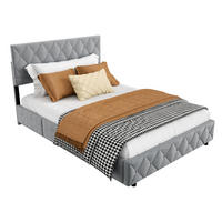 POLSTERBETT aus Samt 140x200 cm Grau mit hydraulischem Stauraum - Grau, Textil (140/200cm) - Modfu