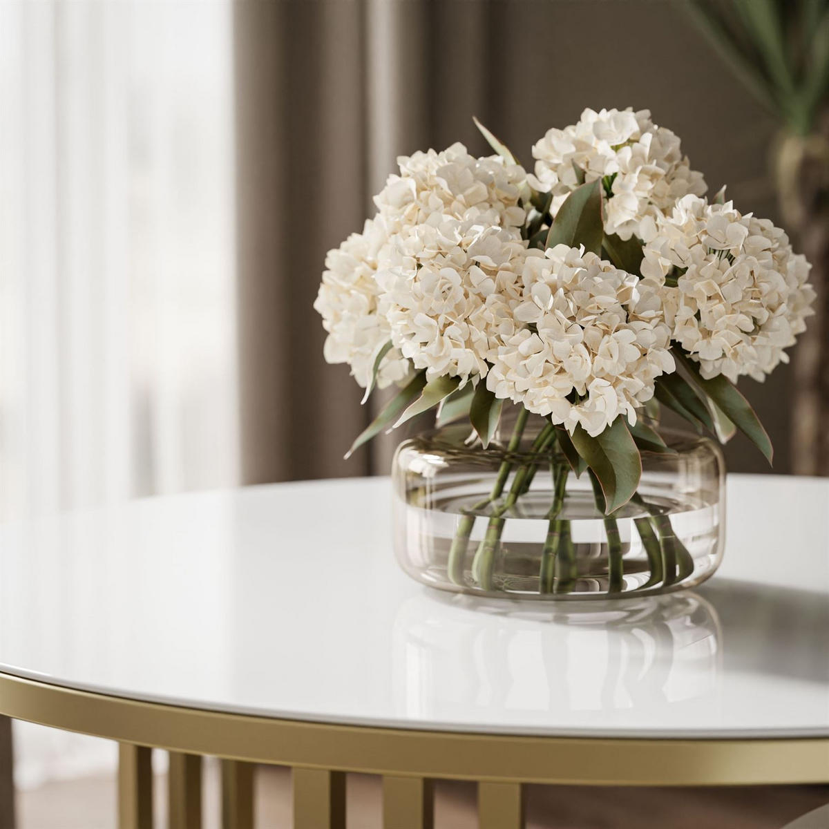 COUCHTISCH 2in1 LORI GLASS gebürstetes Gold, gebürstetes Gold / weißes Glas - Weiß, Metall (70/70/43cm) - Lookway