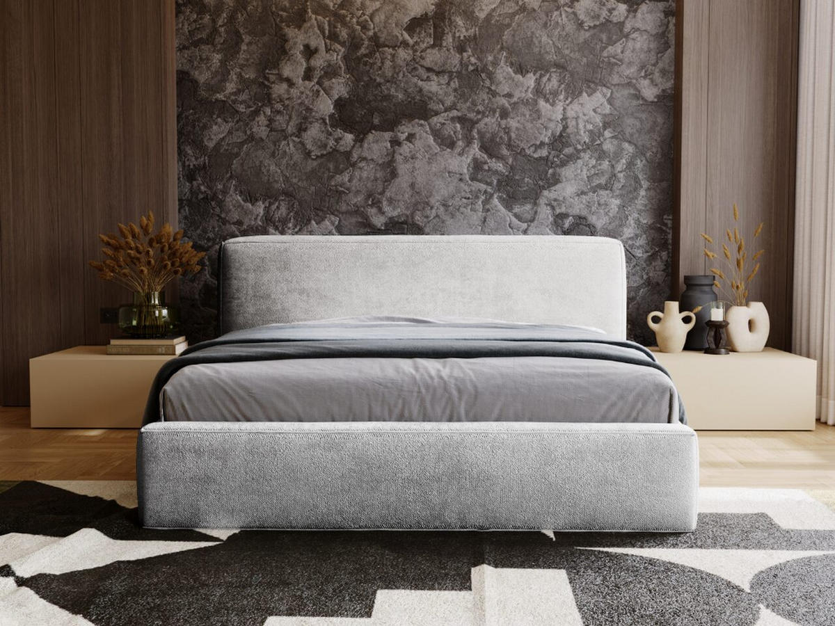 POLSTERBETT Monza 140x200 Hellgrau - Hellgrau, Textil (140/200cm) - Graingold