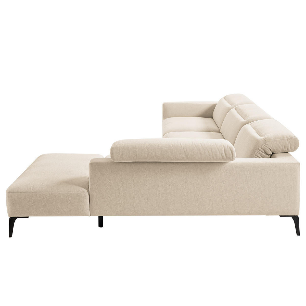 ECKSOFA mit Ottomane - Beige/Schwarz, Textil/Metall (325/238cm) - home24
