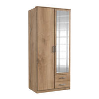 KLEIDERSCHRANK 1 Tür 1 Spiegeltür und 2 Schubladen - L91 cm - Eiche Artisan, Holzwerkstoff (58/199/91cm) - Calicosy