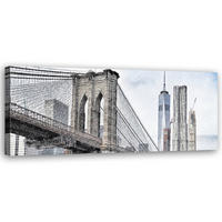 WANDBILD brooklyn brücke - Grau, Textil (90/30cm) - Feeby