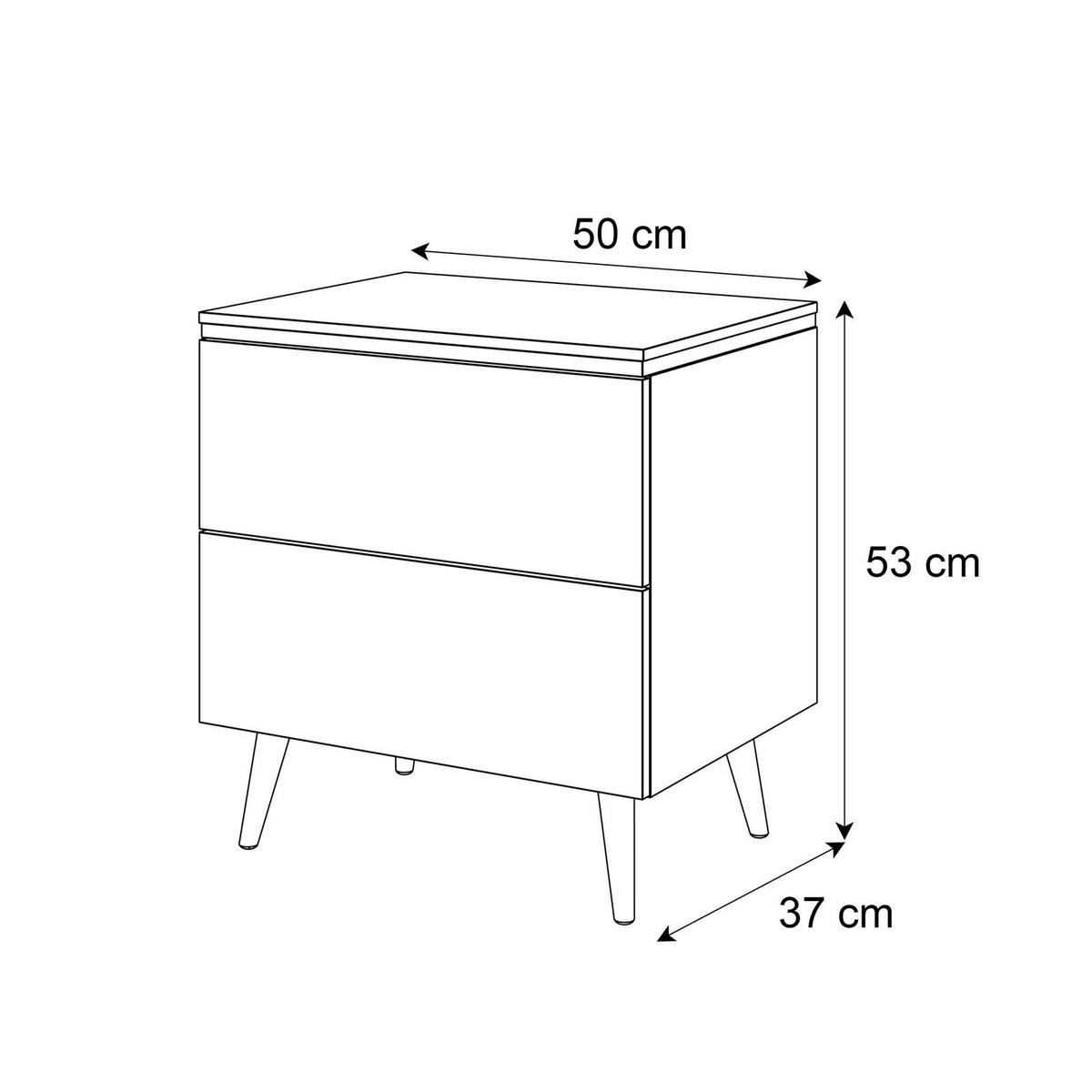NACHTTISCH AURORA II auf schräge Gold Chrom Beine Kaschmir - Kaschmir/Goldfarben, Holzwerkstoff/Metall (50/53/37cm) - Lookway