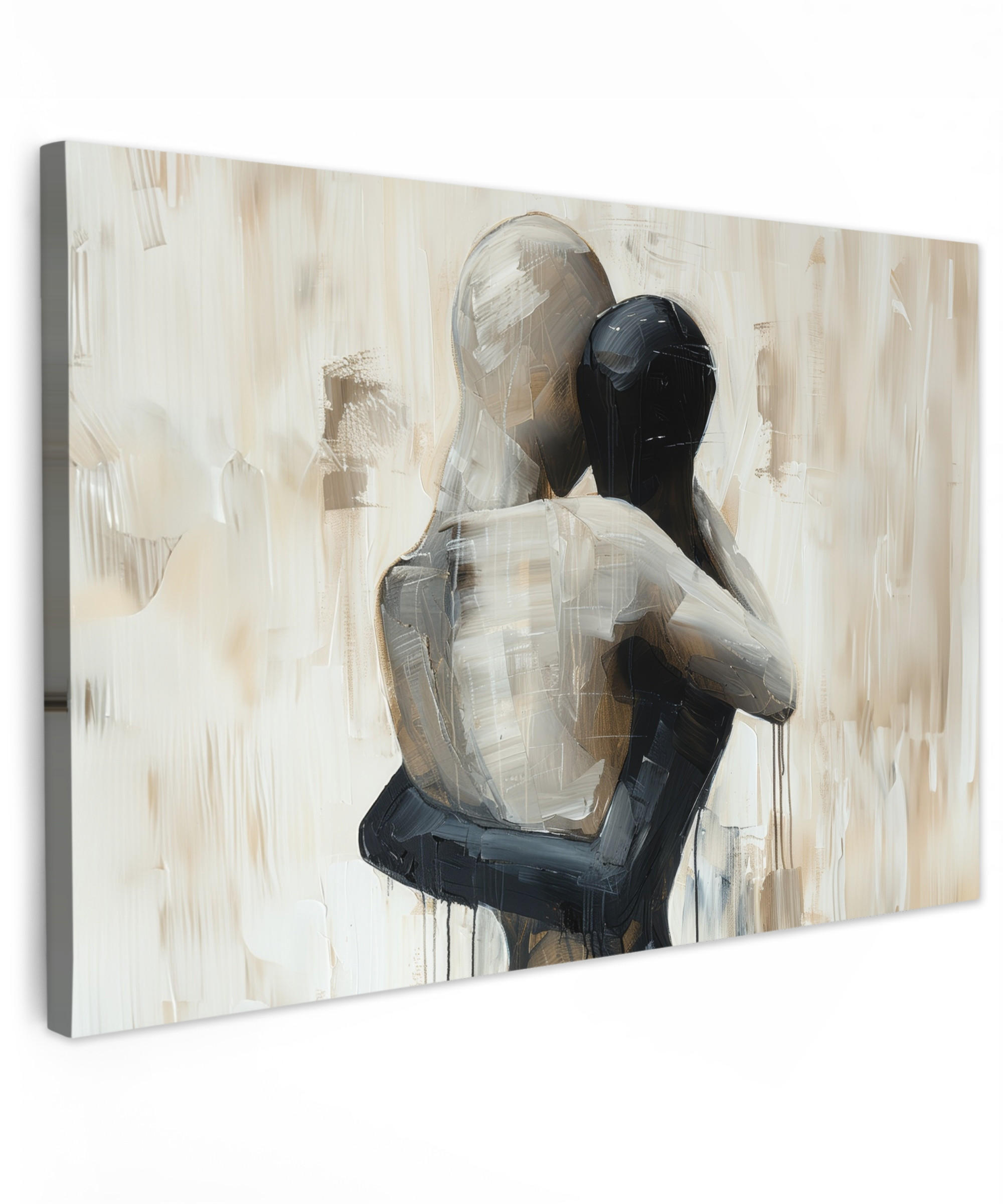 LEINWANDBILD Abstrakt - Liebe - Schwarz und weiß - Modern Wanddeko 90x60 cm - Schwarz, Textil (90/60cm) - MuchoWow