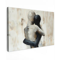 LEINWANDBILD Abstrakt - Liebe - Schwarz und weiß - Modern Wohnzimmer Groß 120x80 cm - Schwarz, Textil (120/80cm) - MuchoWow