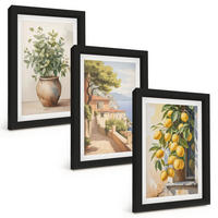 BILDER SET 3er Set - 20x30 cm Schwarzer Rahmen - Blumen in einer Vase, ein Meer aus Zitronen - Schwarz, Kunststoff (20/30cm) - TULUP