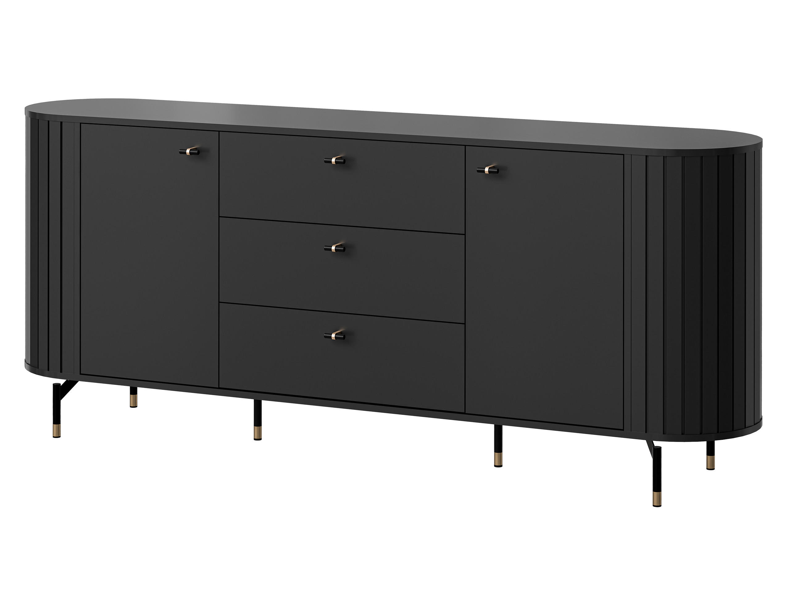 SIDEBOARD Zante 190 2D3S 04 - Goldfarben/Schwarz, Holzwerkstoff/Metall (191/81/40cm) - MIRJAN24