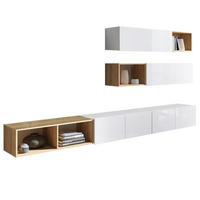 WOHNWAND Kossana 25 Modern Weiß/Goldene Eiche 300/104/43 cm Designmöbel - Weiß, Holzwerkstoff/Kunststoff (300/105/43cm) - AX Living