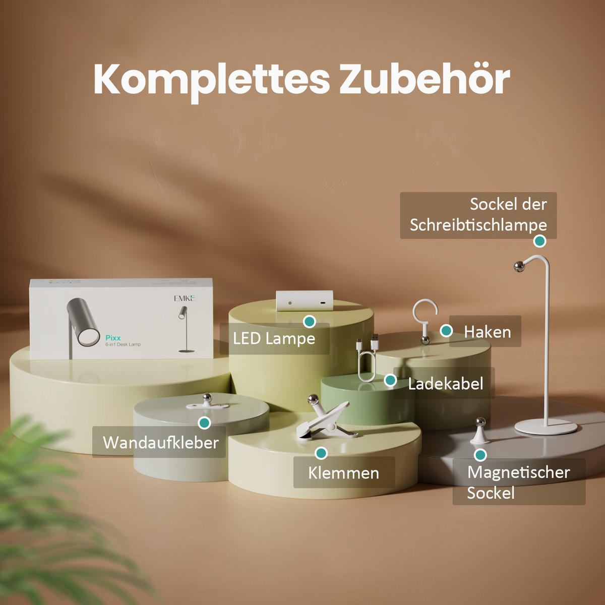 SCHREIBTISCHLAMPE LED Dimmbar Kabellos Weiß - Weiß, Metall (33/12/33cm) - EMKE