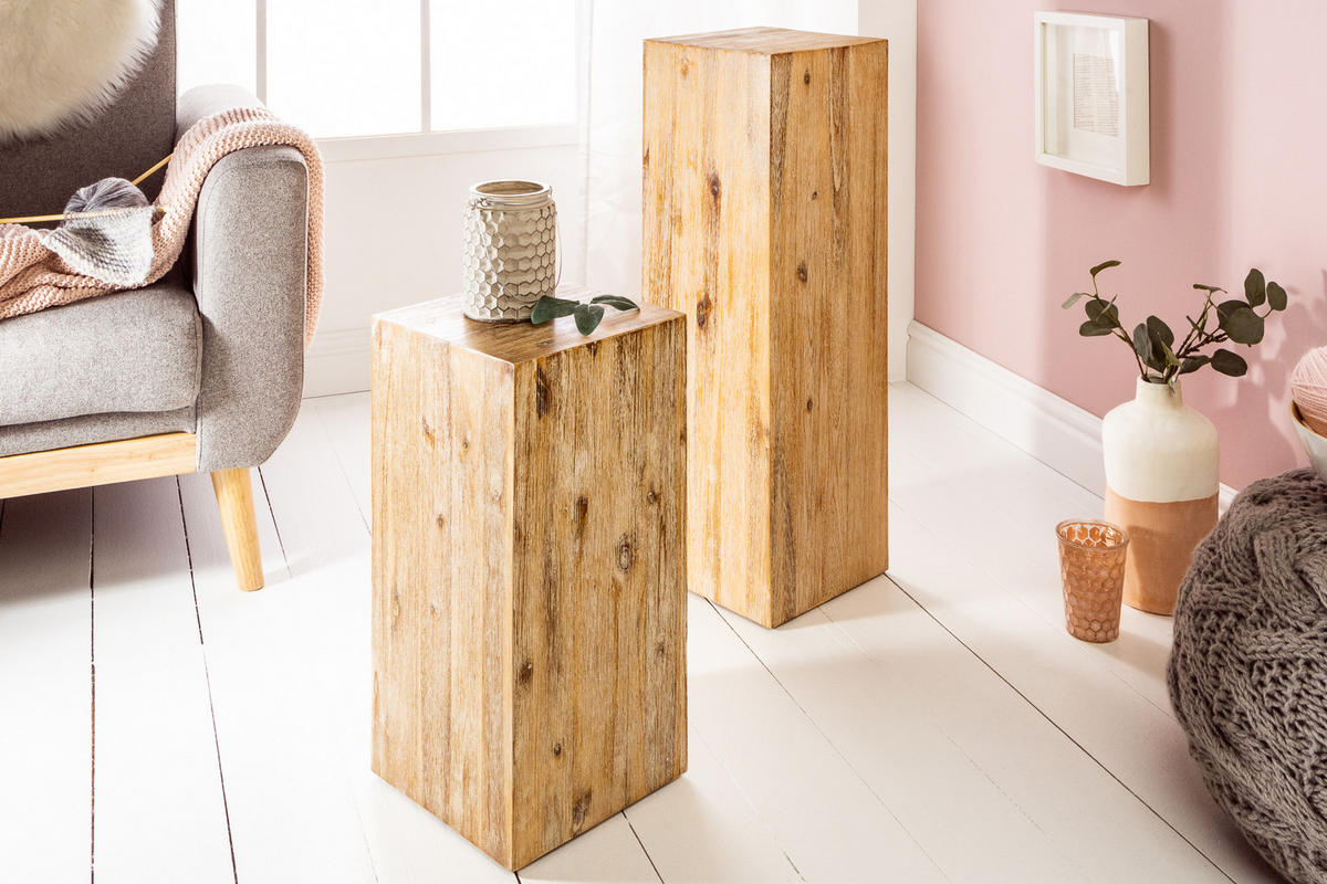 BEISTELLTISCH COLUMNA Akazie Natur 50 cm - Braun, Holz (26/26/50cm) - riess-ambiente