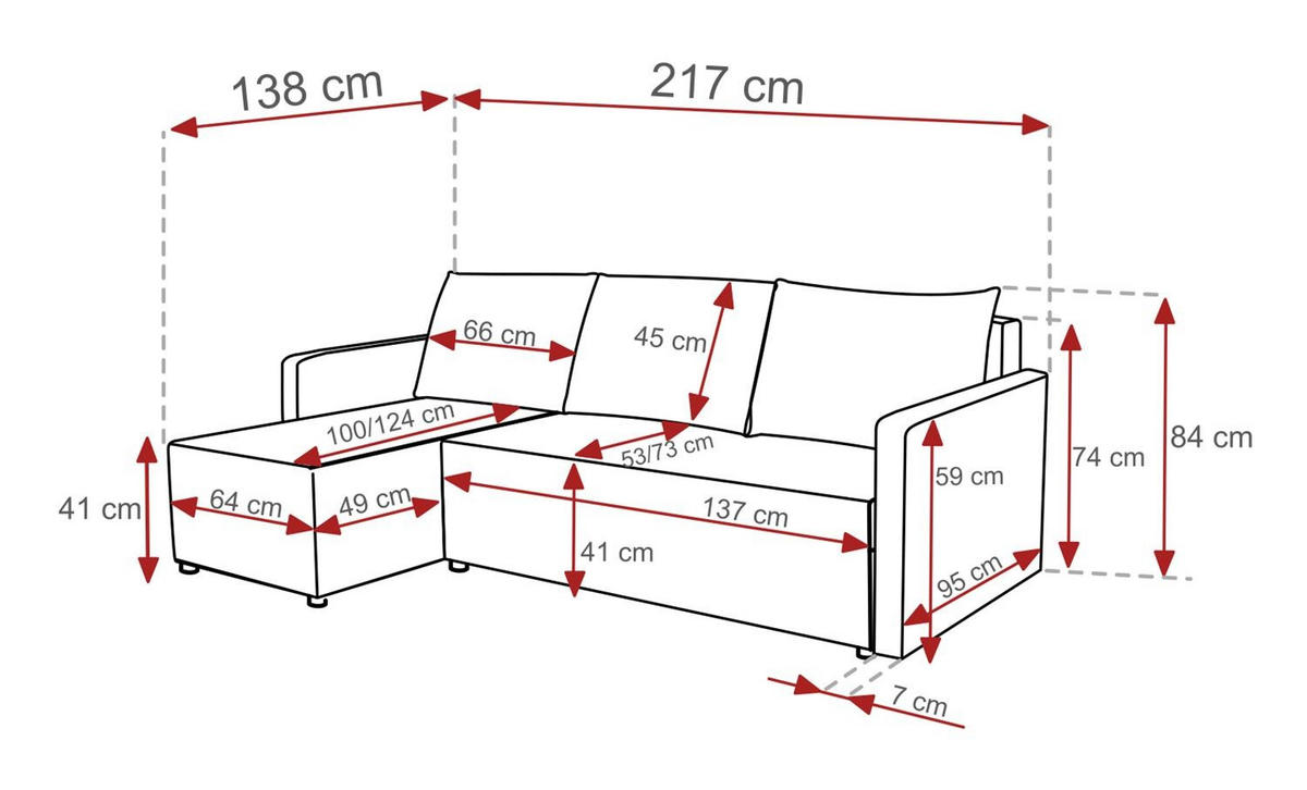 ECKSOFA Kriso Grau, mit Schlaffunktion und Bettzeugstauraum - Grau, Holzwerkstoff (217/138cm) - Bettso
