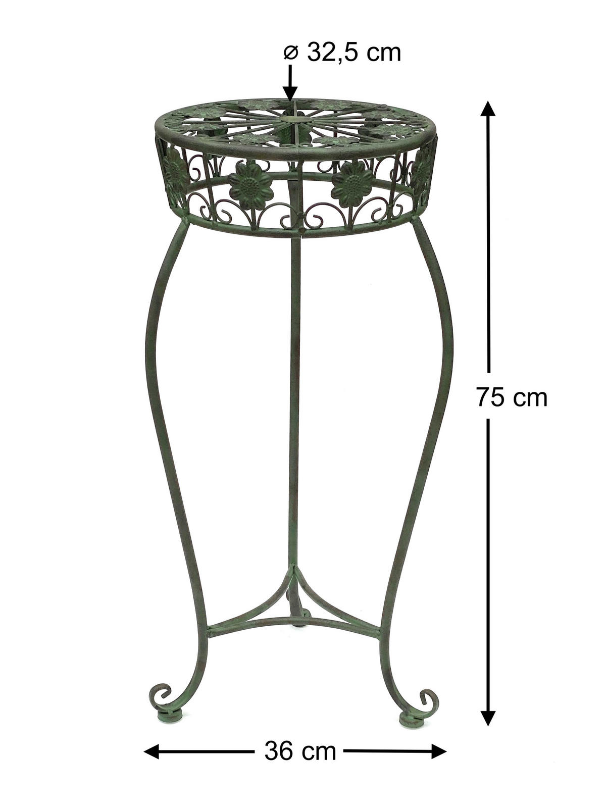 BLUMENHOCKER rund Metall Grün antik 36/36/75 cm - Grün, Metall (36/75/36cm) - DanDiBo