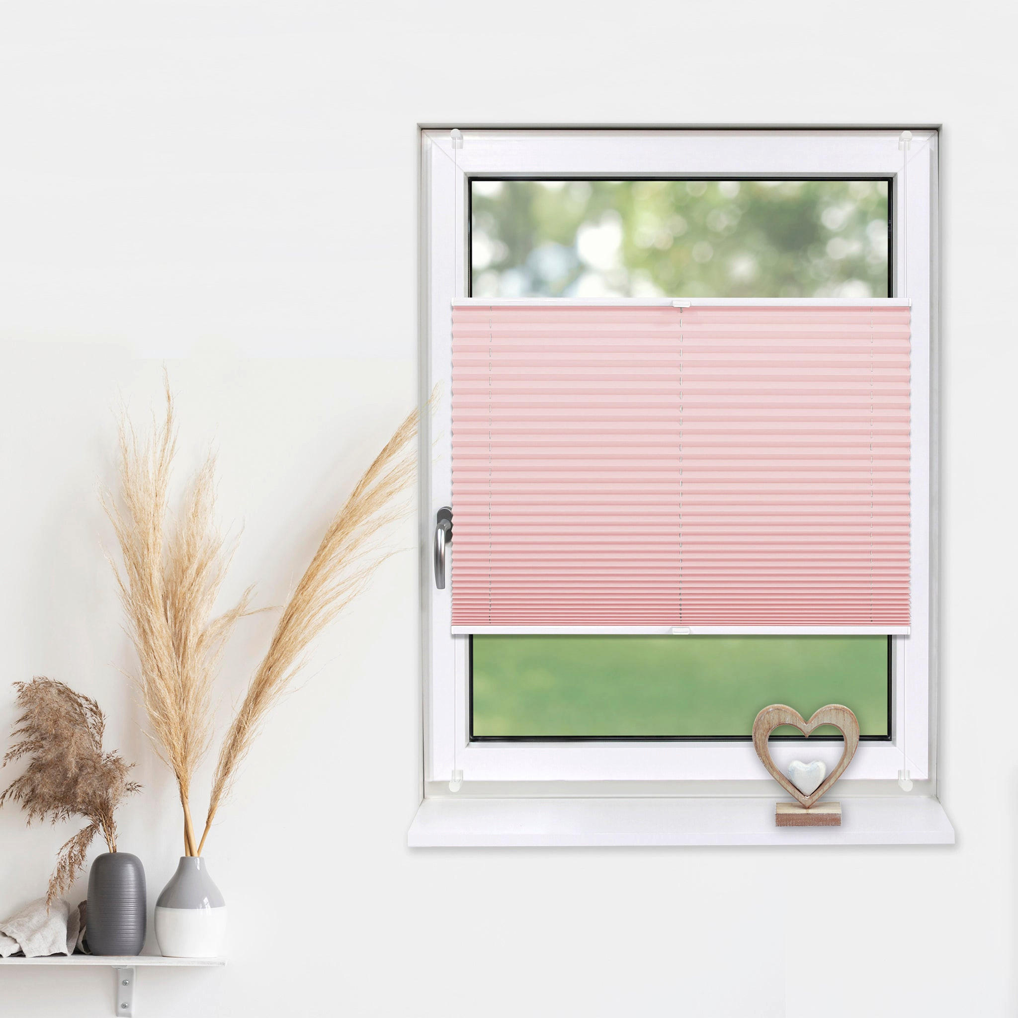 PLISSEE Basic ohne Bohren - Hellrosa, Textil (65/150cm) - Deco-Raum