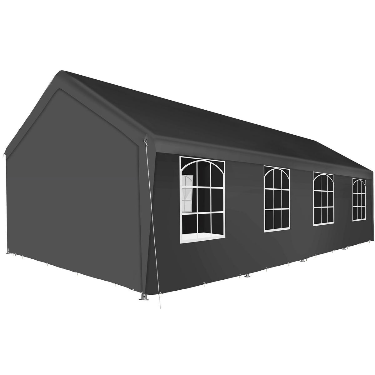 PARTYZELT Mammut, inklusive Spannseilen und Heringen, grau - Grau, Kunststoff (400/310/800cm) - tectake