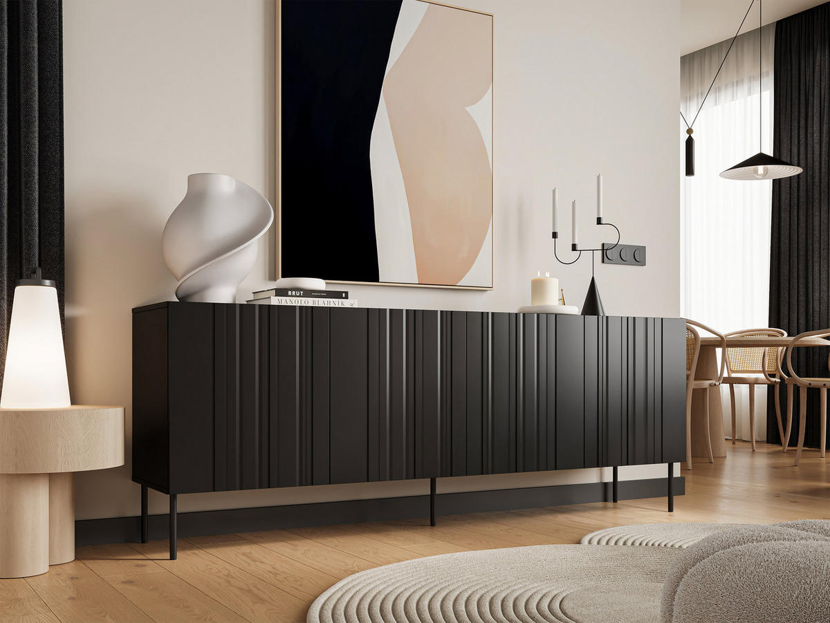 SIDEBOARD Isla 200 4D - Schwarz, Holzwerkstoff/Metall (201/75/40cm) - MIRJAN24