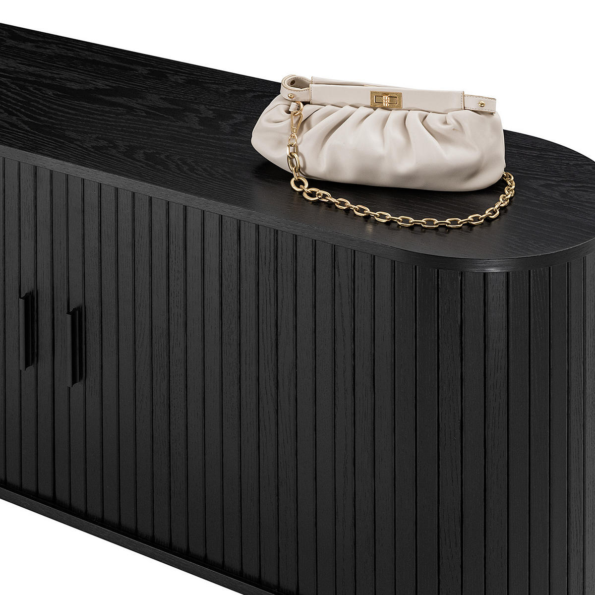 SIDEBOARD - MDF / Metall - Eiche - Eichefarben/Schwarz, Holzwerkstoff/Metall (140/76/40cm) - home24