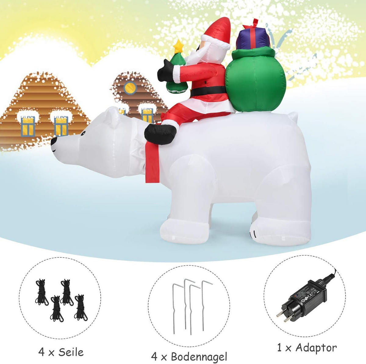 WEIHNACHTSMANN 210cm Weiß - Weiß, Textil (200/175/88cm) - COSTWAY