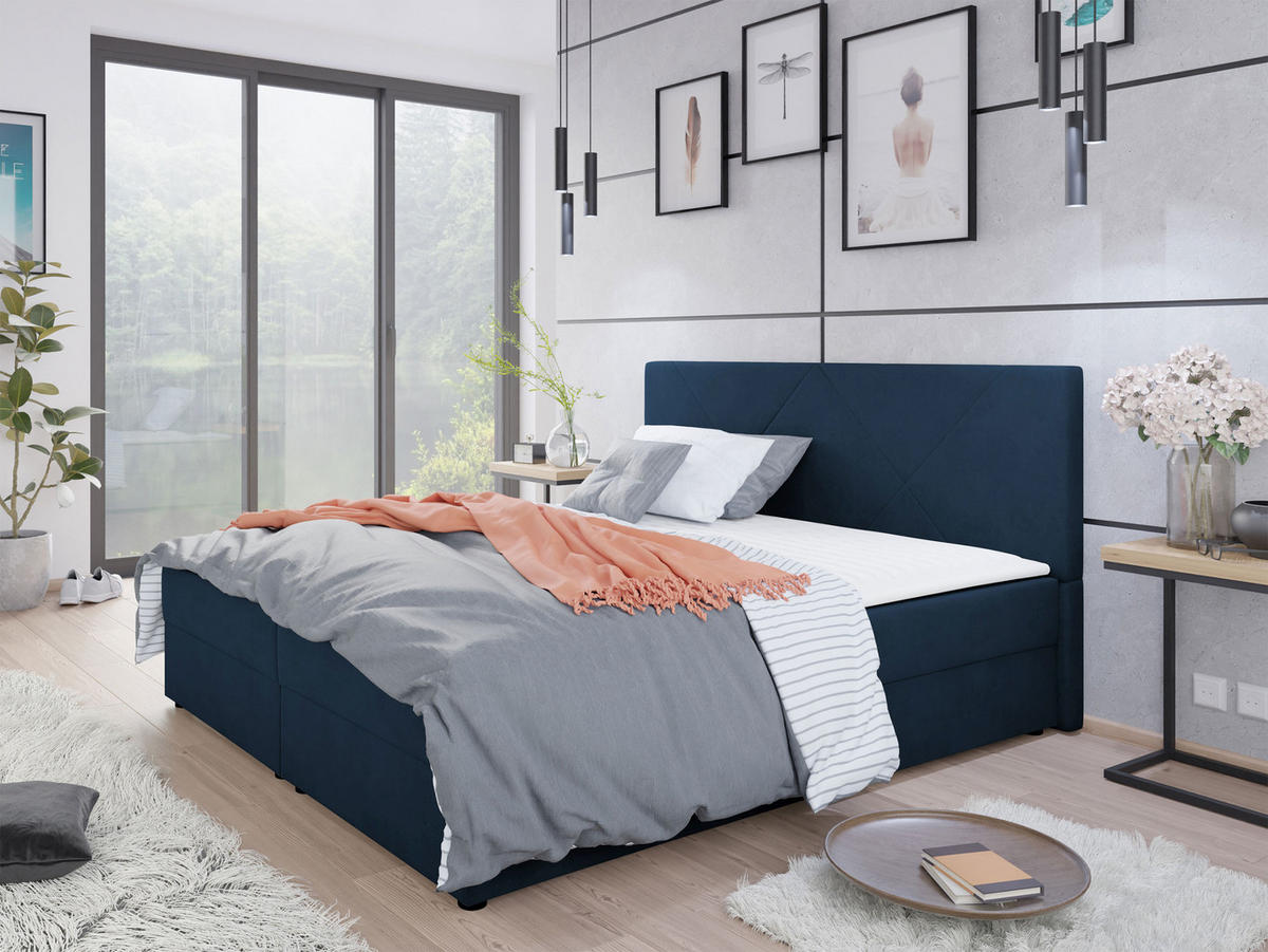 BOXBETT Fado IV - Blau/Schwarz, Holz/Kunststoff (180/200cm) - MIRJAN24
