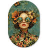 WANDBILD Frau - Blumen - Schmetterlinge - Natur - Vintage 40x60 cm - Petrol, Kunststoff (40/60cm) - MuchoWow