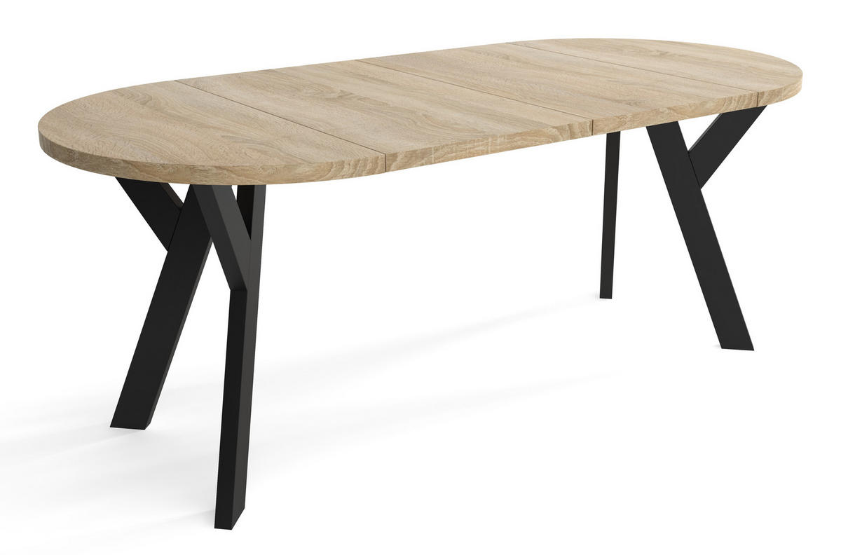 TISCH Schwarz Sonoma Eiche Ausziehbar Rund 100/200 cm - Multicolor/Schwarz, Holzwerkstoff (200/100/75cm) - Sepro Meble