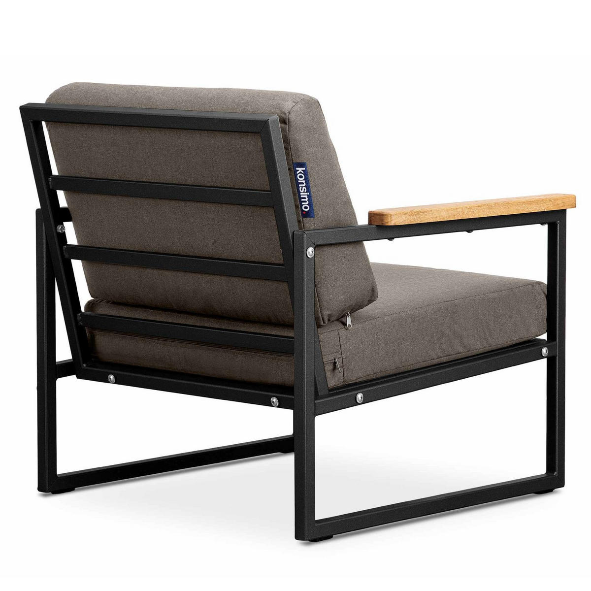 GARTENSESSEL TRIBO ,Schwarz/Beige - Beige/Schwarz, Holz/Textil (70/65/60cm) - KONSIMO®