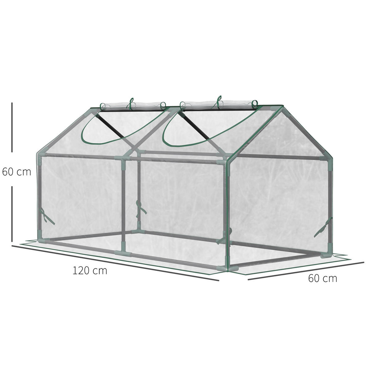 FOLIENGEWÄCHSHAUS, Transparent, PVC, Stahl - Transparent, Kunststoff (60/60/120cm) - Outsunny