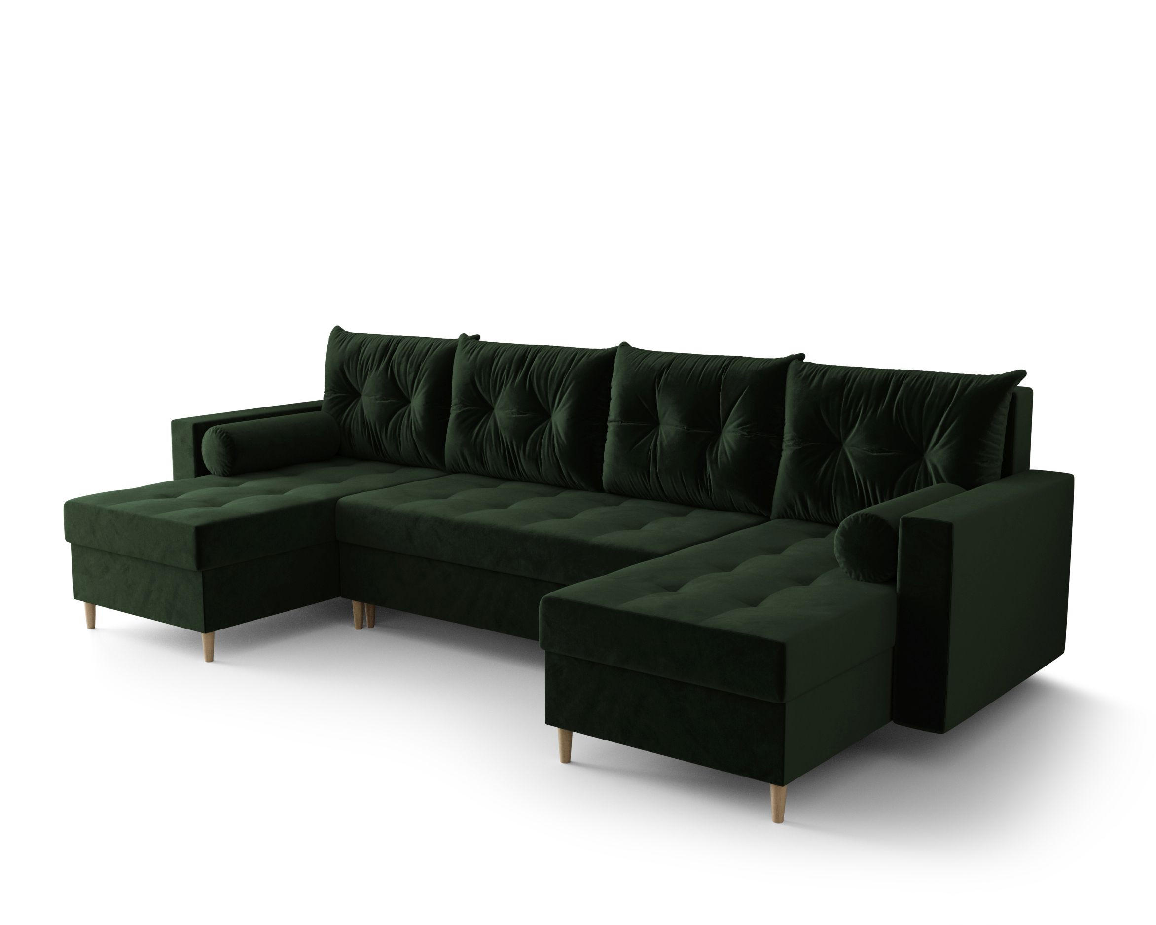 ECKSOFA SKANDI U Itaka 10 mit Schlaffunktion - Dunkelgrün, Textil (300/88/145cm) - Bedante