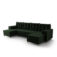 ECKSOFA SKANDI U Itaka 10 mit Schlaffunktion - Dunkelgrün, Textil (300/88/145cm) - Bedante