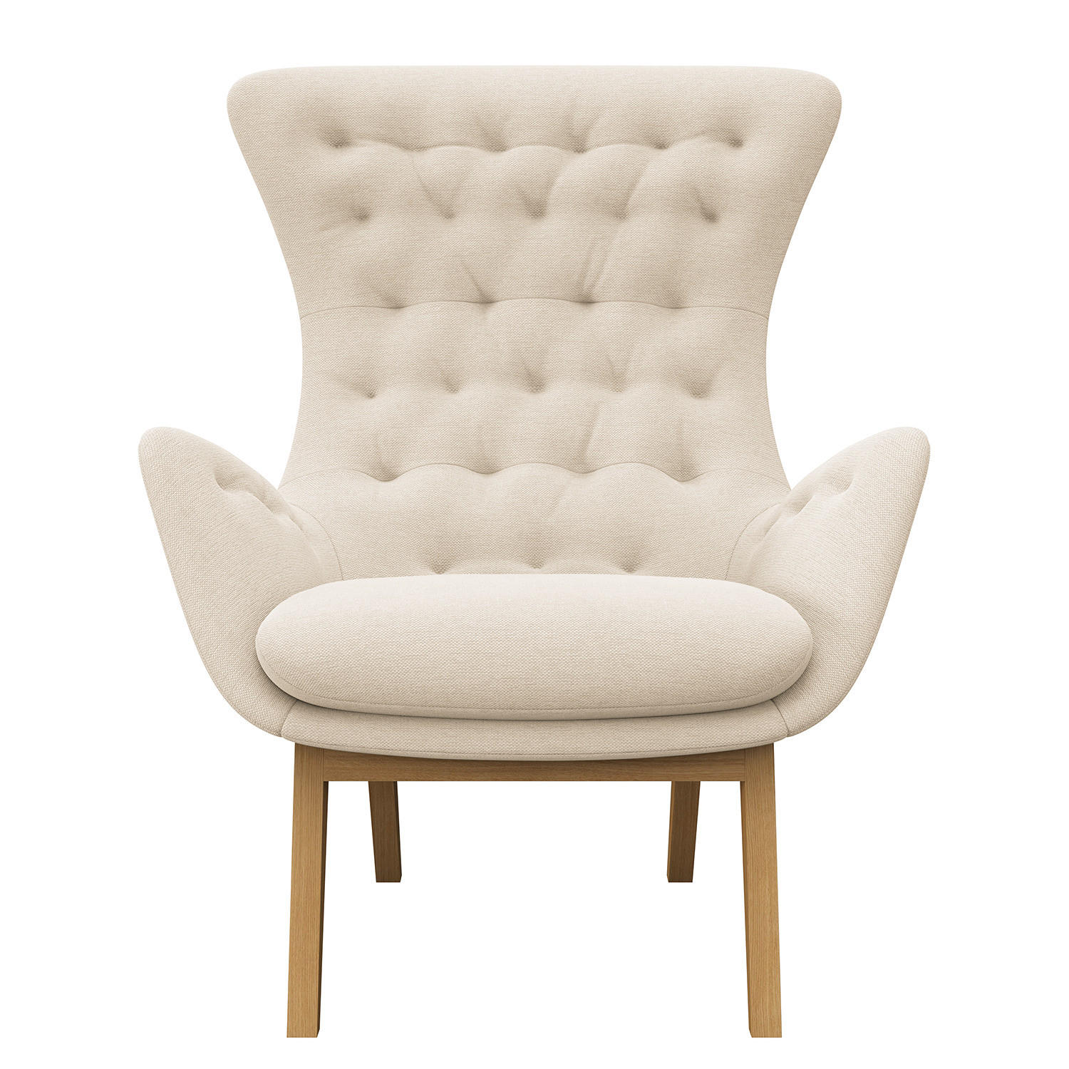 SESSEL - Webstoff - Eichefarben/Beige, Holz (85/101/93cm) - home24