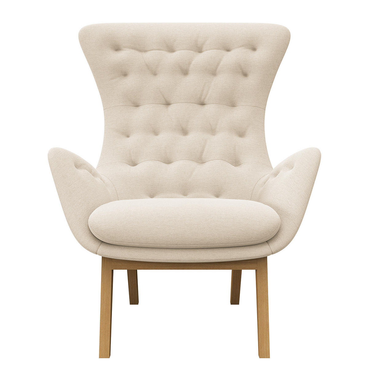 SESSEL - Webstoff - Eichefarben/Beige, Holz (85/101/93cm) - home24