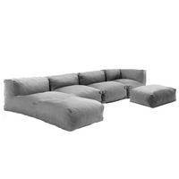 GARTENSOFA 5-tlg., Grau - Grau, Textil (85/65/160cm) - Oviala