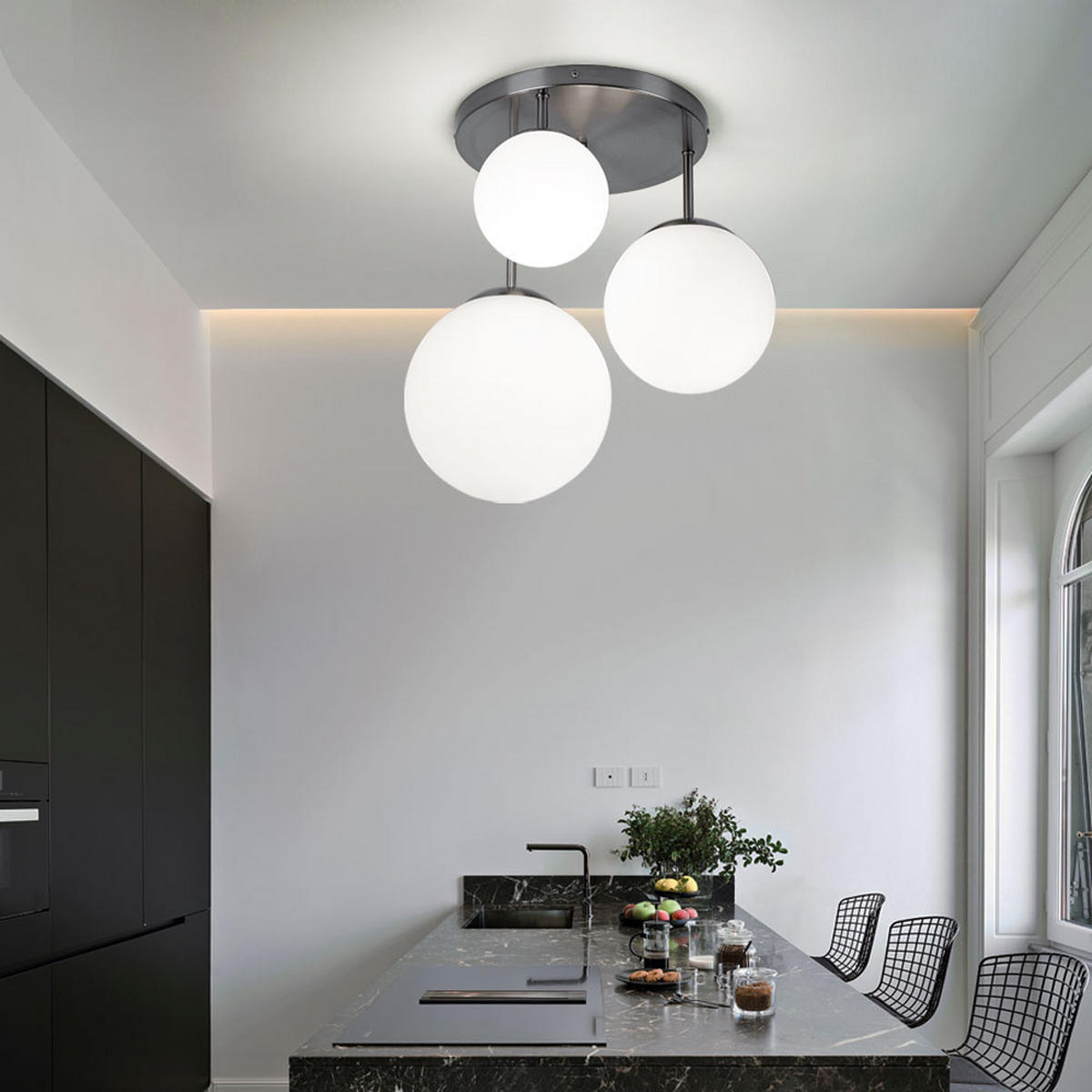 LED DECKENLEUCHTE Joel Silber Metall - Silberfarben, Glas (46.5/46.5/44cm)